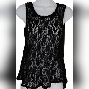Sexy Black Lace Sheer Top